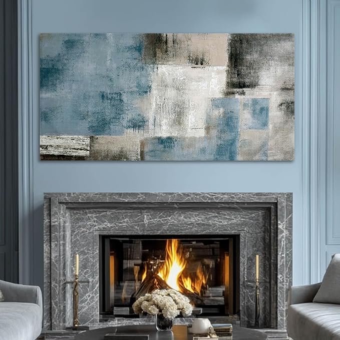 SDYA Blue Wall Art Abstract Canvas Wall Art Navy Wall Decor Wall Decorations for Girl Room Hand Painted Pictures for Bedroom Home Decor Living Room 29x58 In
