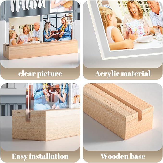 Personalized Anniversary Couple Gifts for Women & Men, Custom Picture Frame with Photo, Personalized Photo Frame with Night Light, Personalized Birthday Gifts for Her Him Girlfriend Boyfriend