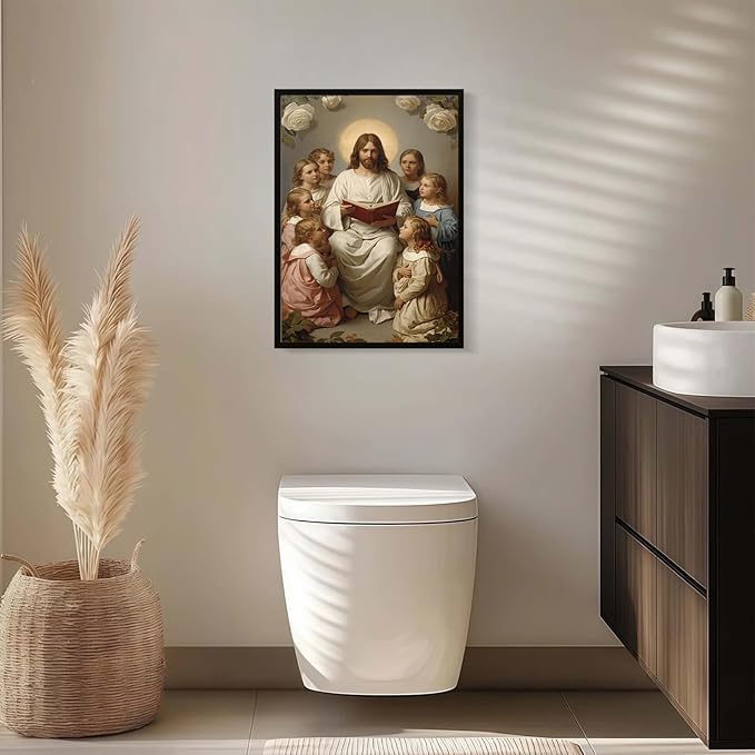 Christian Wall Art Print, Religious Scripture Biblical Decor, Faith-Based Inspirational Landscape with Cross, Digital Printed Canvas Poster for Church, Home Chapel, Prayer Room Decor