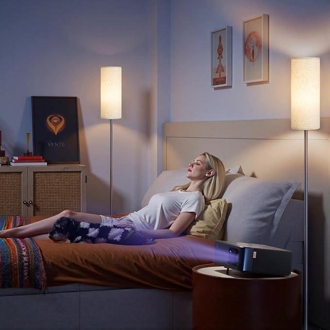 64.4” Dimmable Floor Lamp for Living Room with Remote and Foot Switch, Corner Floor Lamp for Bedroom, 10W 900LM LED Bulb Included, Modern Standing Tall Lamp, 3000K-6500K, Beige, FCC Listed E06LD05W1