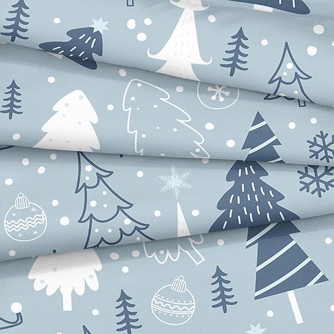 Bedorm Christmas Tree Bedding Comforter Blue Winter Comforter Set Blue White Snowflake Xmas Tree Holiday Decor Cute Christmas Quilt Comforter Set King Size