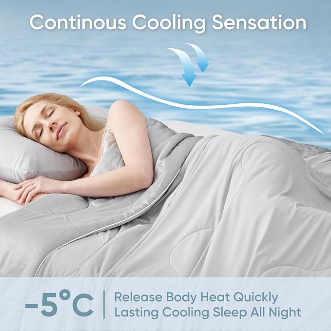Snuggle Sac Cooling Comforter Twin Size, Breathable Cooling Blankets for Hot Sleepers and Night Sweats, Summer Comforters for Twin Size Bed, Soft Lightweight Blankets,68x90 Inches, Cool Gray