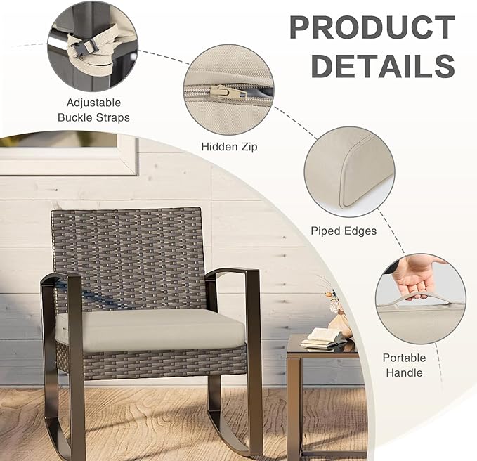 BPS 24x24 Inch Deep Seat Outdoor Cushion, Khaki Fade-Resistant and Water-Resistant Patio Chair Cushion for Wicker Chairs, Sofas, Love Seats