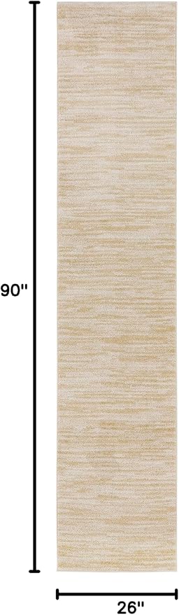 Nourison Home Essentials Indoor/Outdoor Ivory Gold 2'2" x 7'6 Area Rug, Easy Cleaning, Non Shedding, Bed Room, Living Room, Dining Room, Backyard, Deck, Patio (2x8)