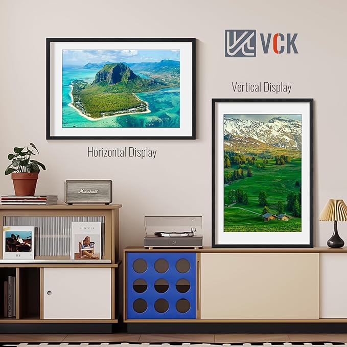 VCK 24x36 Poster Frame 5 Pack - Black, Exclusive Woodgrain Solid Wood Picture Frame, Matted to 20x30 or 24x36 without Mat, Horizontal and Vertical Formats with Included Hanging Hardware