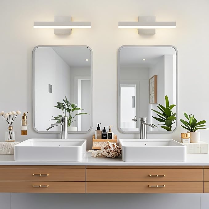 Nickel Bathroom Vanity Light 15.75 inch, 12W Dimmable 5CCT LED Bathroom Light Fixture Over Mirror Restroom-ETL Certificated