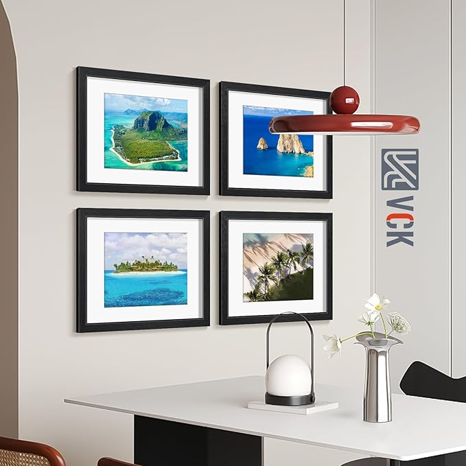 VCK 16x20 Picture Frame Set of 2 Display Pictures 11x14 with Mat or 16x20 Without Mat, Wall Gallery Poster Frames,Horizontal and Vertical Formats Black
