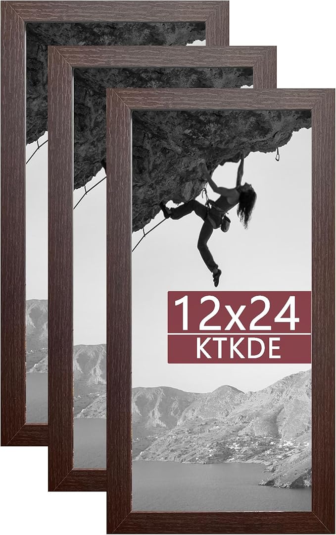 KTKDE 12x24 Poster Frame brown Walnut 3 Pack, Poster Frame wooden Picture Frame,Minimalist Style Decorating Wall Hanging