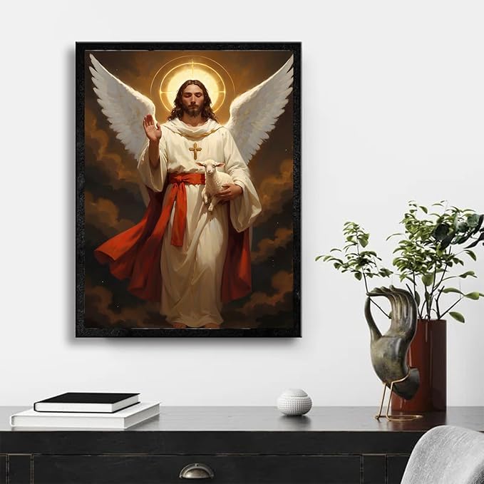 Christian Wall Art Print, Religious Scripture Biblical Decor, Faith-Based Inspirational Landscape with Cross, Digital Printed Canvas Poster for Church, Home Chapel, Prayer Room Decor