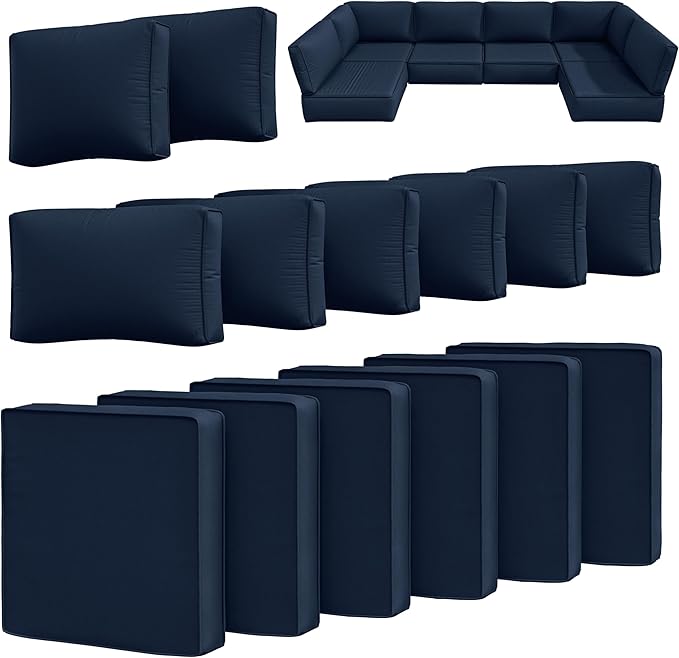 14 Pcs Outdoor Cushion Slipcovers Outdoor Patio Cushion Covers Replacement Waterproof with Zipper for Outdoor Furniture, Patio Sofa Couch 3 Sizes, Covers Only