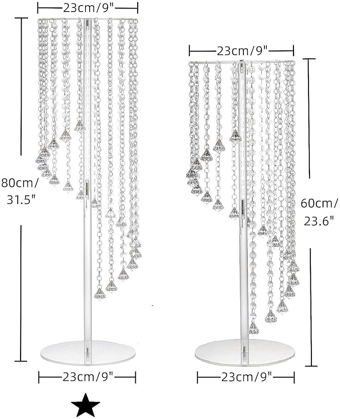 Clear Acrylic Tall Flower Vases -2 Pcs 31.5" Cylinder Pedestal Stands for The Table Centerpieces for Parties, Chandelier Crystals Decorative Flower Stand, Wedding, Celebration, Home Decoration