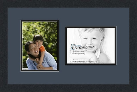 Art to Frames Double-Multimat-775-586/89-FRBW26079 Collage Photo Frame Double Mat with 2 - 6x8 Openings and Satin Black Frame