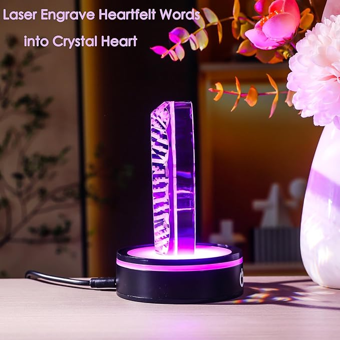 YWHL Meaningful Gifts for Son with Colorful LED Base Birthday Gifts for Son Adult from Mom Dad Crystal Heart Inspirational to My Son Graduation Gift