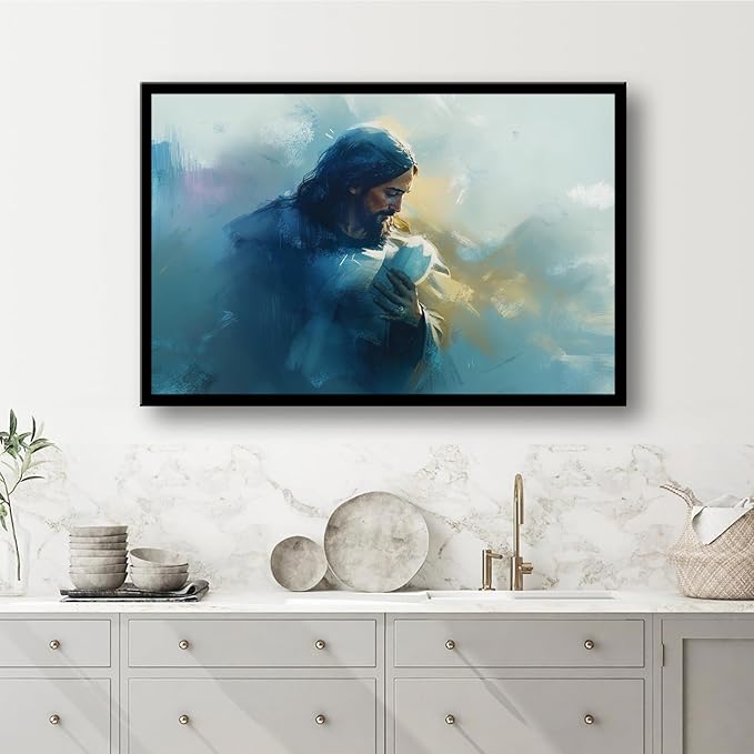 Christian Wall Art Print, Religious Scripture Biblical Decor, Faith-Based Inspirational Landscape with Cross, Digital Printed Canvas Poster for Church, Home Chapel, Prayer Room Decor