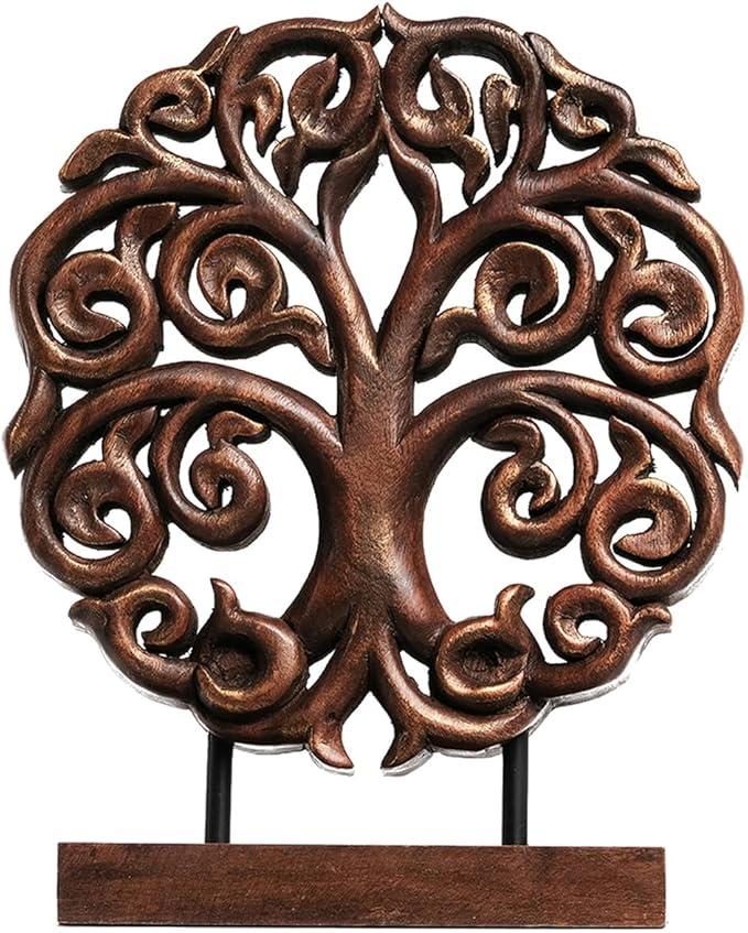 Decozen Solid Wood Tree of Life Sculpture - Home Decor, Living Room, Boho, Shelf, Coffee Table, Centerpiece Table Decorations, Mantle, Dining Table Centerpiece, Bathroom Shelf, Entryway, Farmhouse