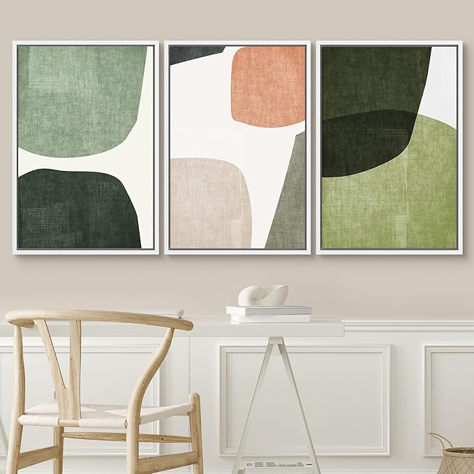 SIGNWIN Framed Canvas Print Wall Art Trio of Multicolored Transparent Ovals Abstract Shapes Illustrations Modern Art Multicolor Pastel for Living Room, Bedroom, Office - 16"x24"x3 White