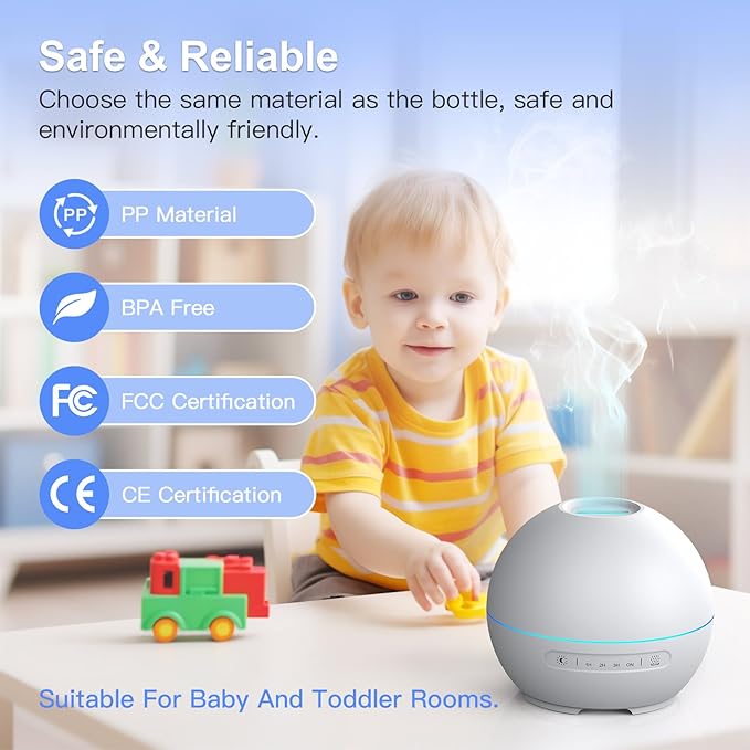 2 Pack Essential Oil Diffuser for Home - 200ml Aromatherapy Diffuser Humidifier with 4 Timers & 7 Colors Night Lights, 20dB Quiet Working for 10 Hours