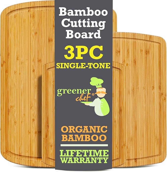 FSC® Certified Extra Large Bamboo Cutting Boards for Kitchen, Organic Wooden Cutting Board Set with 67% Larger Surface, Non-Toxic, Lifetime Replacements