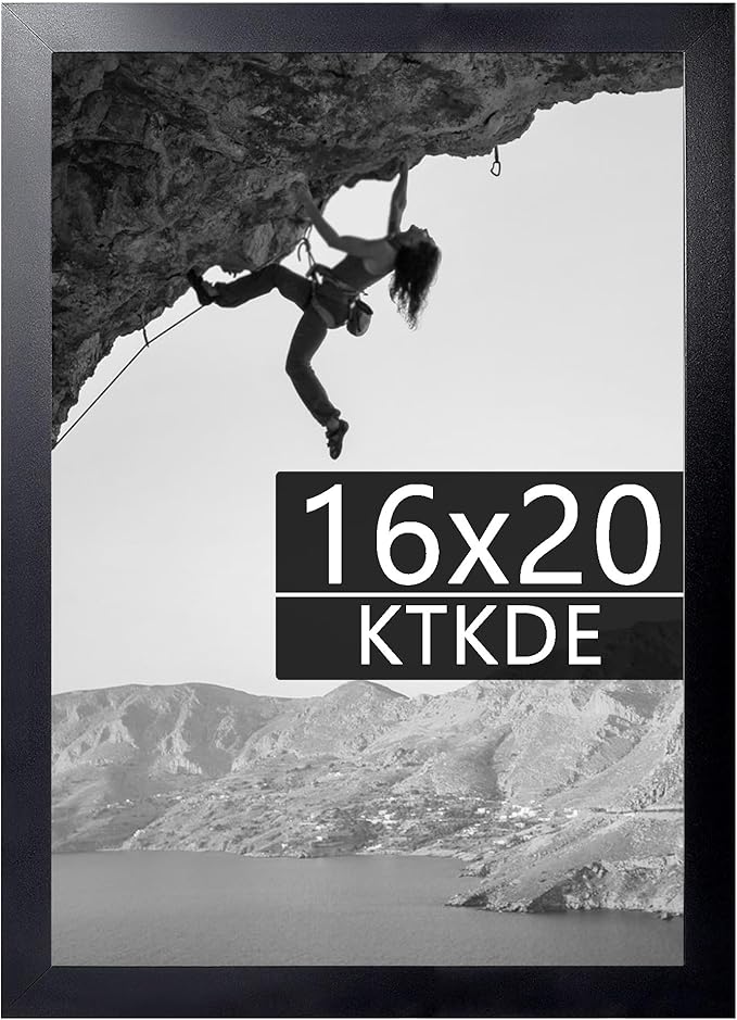 KTKDE 16x20 Picture Frame Wooden Black,Poster Frames with Polished Plexiglass, Wall Gallery Photo Frames Decorating for Minimalist Style Suitable,Any style Best gift