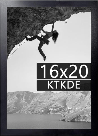 KTKDE 16x20 Picture Frame Wooden Black,Poster Frames with Polished Plexiglass, Wall Gallery Photo Frames Decorating for Minimalist Style Suitable,Any style Best gift