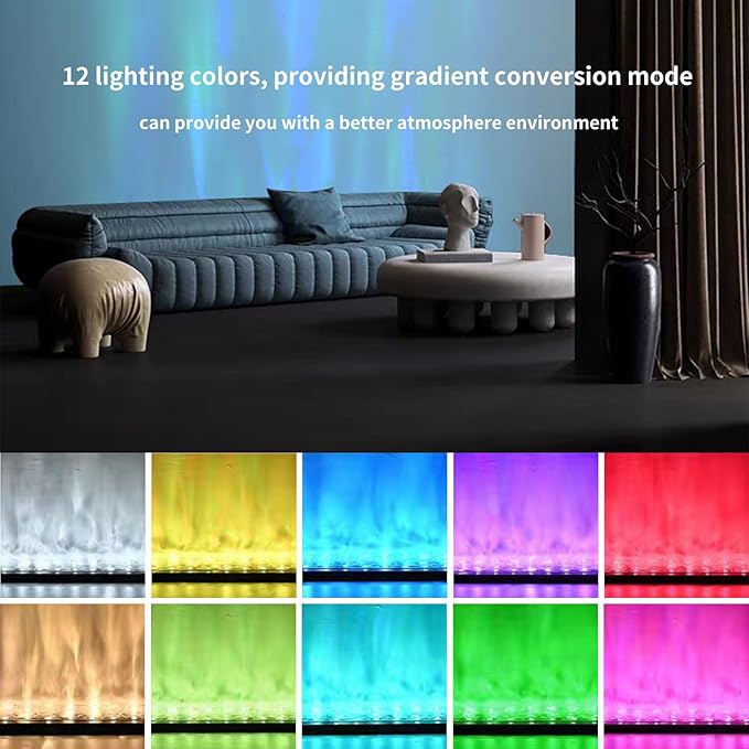 LED Water Pattern Atmosphere Light Bar with Remote - 200+ RGB Color Aurora Lighting for Bedroom, Gaming Room, Home Theater Night Ambiance, Relaxation Mood Light with Adjustable Brightness..
