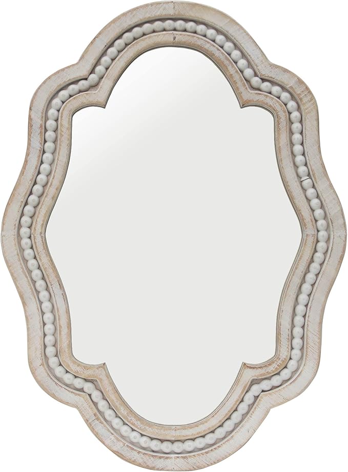 Decorative Mirror with Unique Designed, Vintage Mirror Enhance Home Style, Small Bathroom Mirrors, Stylish White Trim Wood Wall Mirrors, Ideal for Bathroom, Entryway, Bedroom