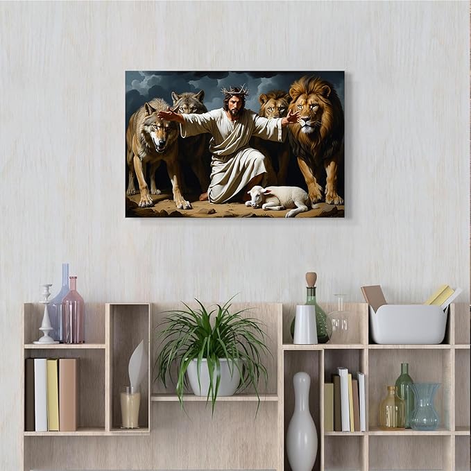 Christian Wall Art Print, Religious Scripture Biblical Decor, Faith-Based Inspirational Landscape with Cross, Digital Printed Canvas Poster for Church, Home Chapel, Prayer Room Decor