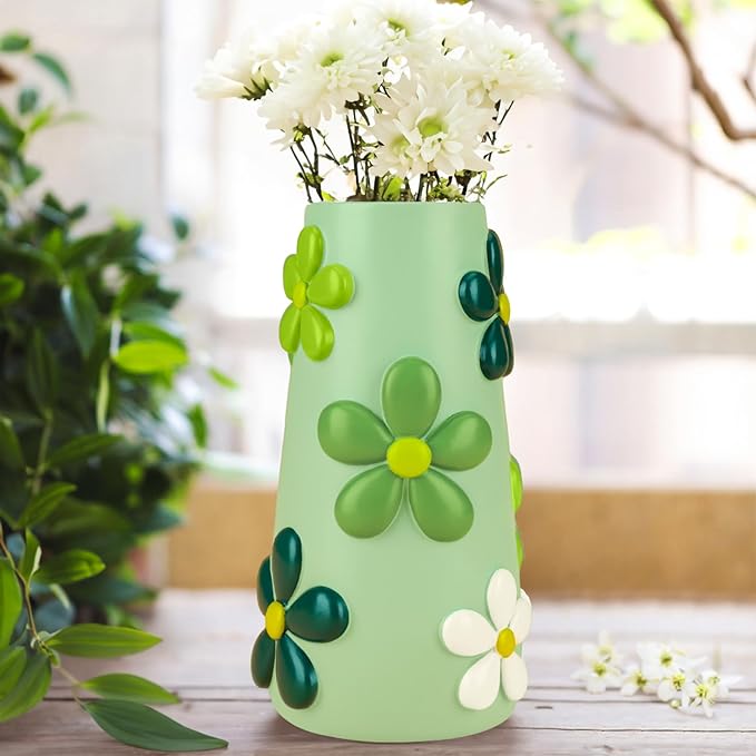 GUGUGO Colorful 8 Inch Tall Vases, Cute Vases for Flowers,Unique Flower Vase for Decor, Decorative Vase for Centerpieces, Boho Home Decor Aesthetic (C)