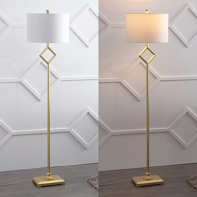 JONATHAN Y JYL3064A Juno 62.5" Metal LED Floor Lamp, Contemporary, Modern, Transitional, Office, Living Room, Family Room, Dining Room, Bedroom, Hallway, Foyer, Gold Leaf