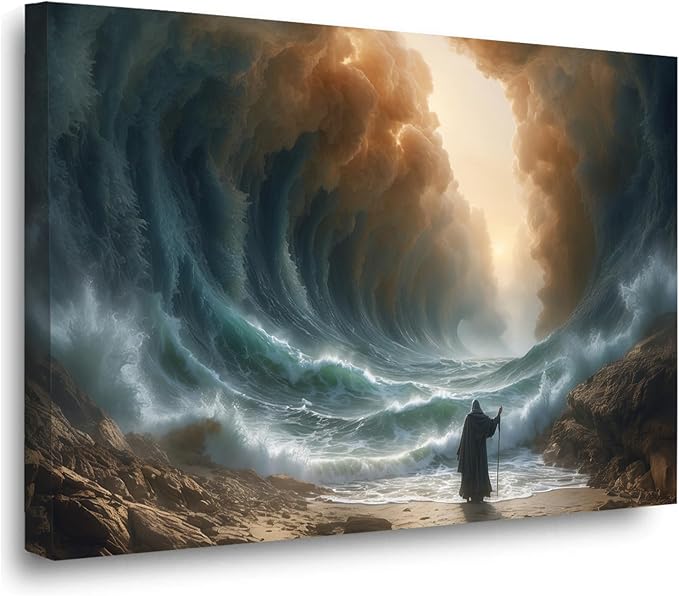 Christian Wall Art Print, Religious Scripture Biblical Decor, Faith-Based Inspirational Landscape with Cross, Digital Printed Canvas Poster for Church, Home Chapel, Prayer Room Decor