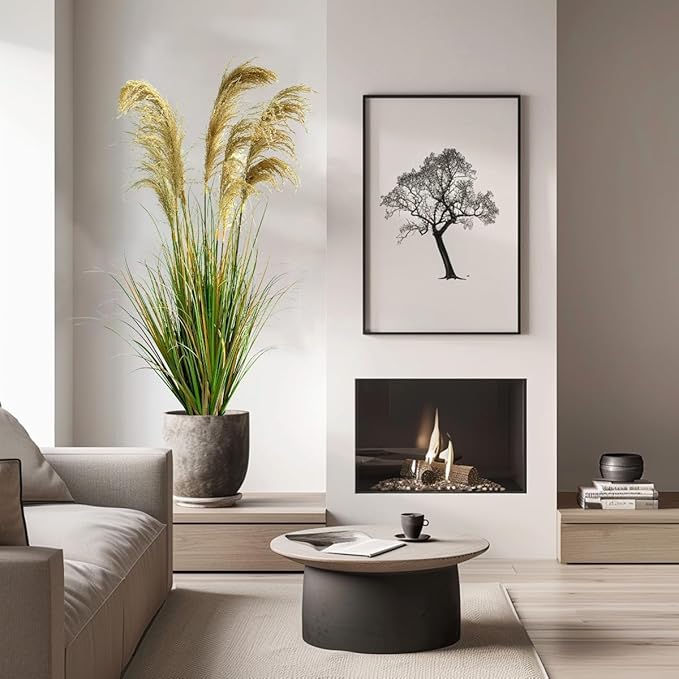Alonfala - 57" (2-Pack) Artificial Pampas Grass in Stylish Planters: Elevate Every Corner with Tranquil Ambiance. Perfect for Indoor Decor, Housewarming, and New Home Celebration.