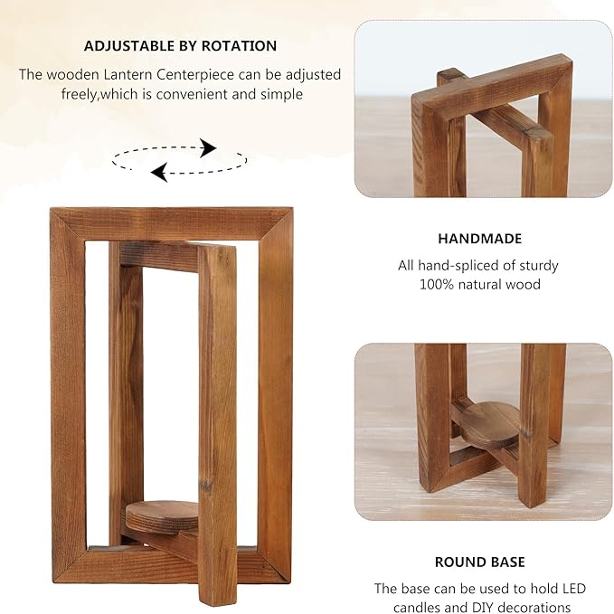 OurWarm 10Pcs Wedding Centerpieces for Tables, Foldable Centerpiece Table Decorations Center Pieces Decoration for Table, Rustic Wood Lantern Centerpieces for Tables Wedding Party Table Decor (Brown)
