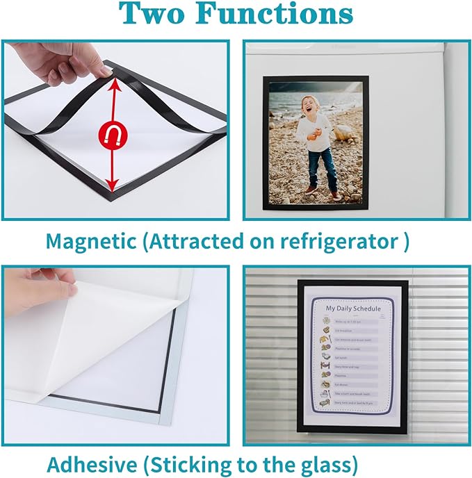 CRUGLA 30 Packs 8.5 x 11 Magnetic Picture Frame Bulk, 8.5 by 11 Certificate Frame Document Frames, Magnetic Picture Frames with Self Adhesive Backing for Refrigerator Glass Locker Cubicle