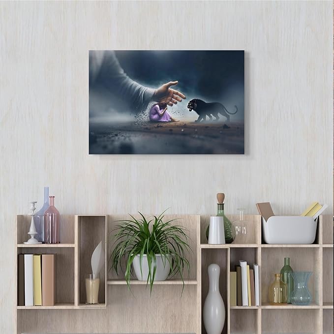 Christian Wall Art Print, Religious Scripture Biblical Decor, Faith-Based Inspirational Landscape with Cross, Digital Printed Canvas Poster for Church, Home Chapel, Prayer Room Decor