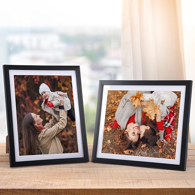 Giftgarden 8x10 Picture Frame Black with Mat, 9x11 Frames Matted to 8 x 10’ Photos for Wall or Tabletop Decor, Set of 4
