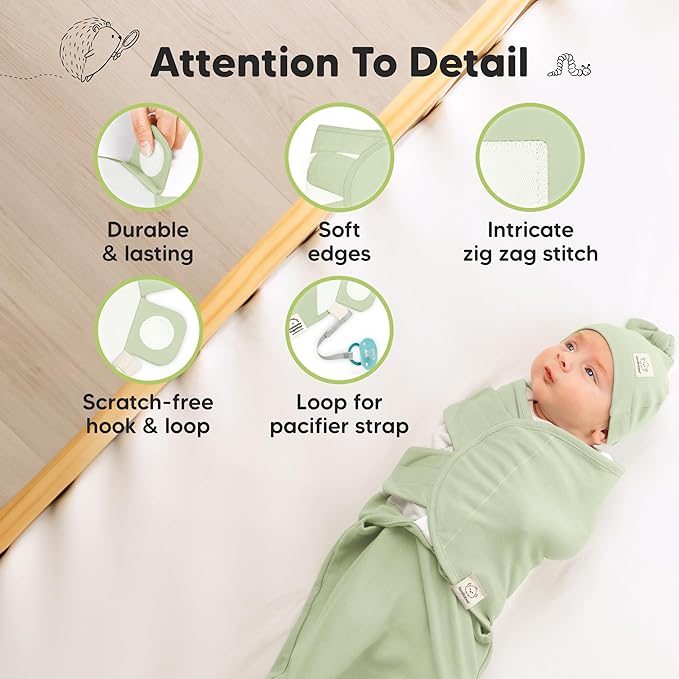 KeaBabies 3-Pack Swaddles for Newborns, Girls, Boys with Hats - Organic Soft Baby Sleep Sacks, Breathable Baby Swaddle 3-6 Months Beanies Set, Premie Infant Sleep Sack 0-3 Months (Fleur)