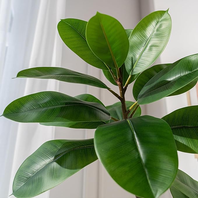7.2ft Artificial Rubber Tree Faux Plants Indoor Faux Floor Artificial Trees Indoor,Fake Plant Fake Tropical Plants,Large Floor,Real Touch Rubber Tree for Home Decor