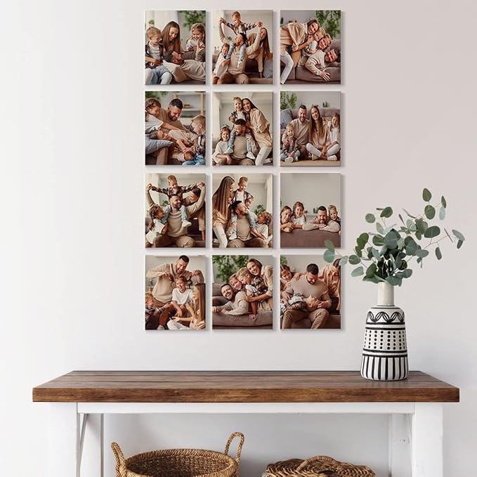 Renditions Gallery Set of 12, 8X10 Custom Photo Prints with Real Wood Picture Frames. Create Personalized Photos with Peel & Stick Photo Frames. Wrapped Canvas