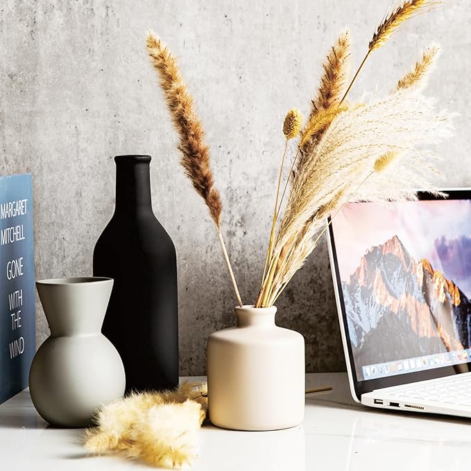 Modern Vases for Home Decor, Artificial Fake Flowers with Vase, Ceramic Vase for Centerpieces