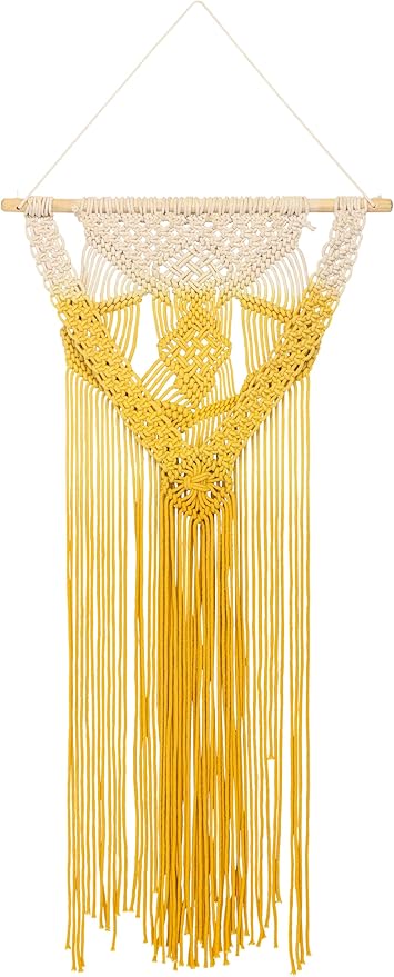 Mark&Day Wall Hanging, Timelkam Global Farmhouse Bright Yellow Tapestry Wall Hanging for Living Room, Bedroom, Office or Kitchen (34"H x 14"W)