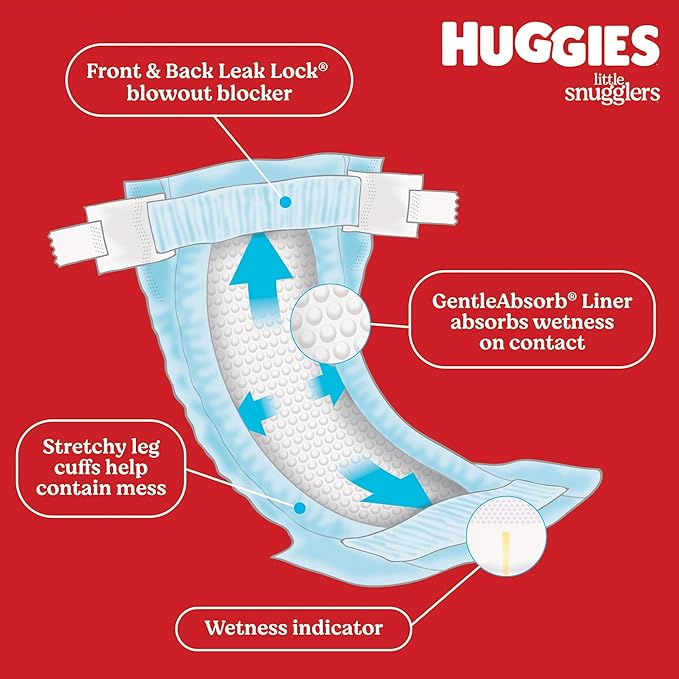 Huggies Size 4 Diapers, Little Snugglers Baby Diapers, Size 4 (22-37 lbs), 150 Count (6 Packs of 25), Packaging May Vary
