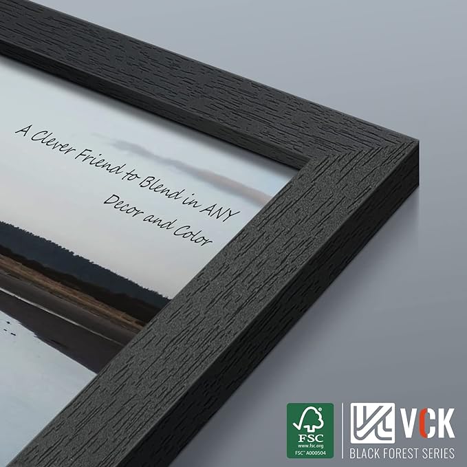 VCK 16x24 Poster Frame Set of 4 - Black, Gallery-Quality Wood Picture Frames, 1.1-Inch Wide Border, Polished Plexiglass, Vertical or Horizontal Wall Display for Photo/Art/Prints, Black