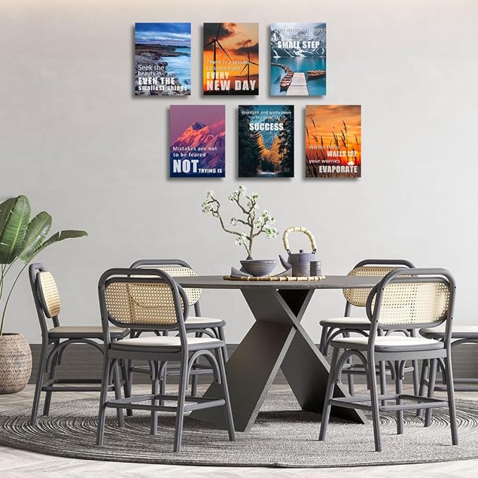 Inspirational Quotes Wall Art,Motivational Wall Art Decoration Painting, Suitable for Library, Office， Living Room,Home Deco,Tabletop/Hanging,| 6-pack(29 x 38 cm) framed 2