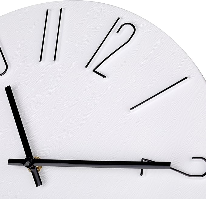 jomparis Wall Clock Silent Non-Ticking Modern Style Wooden Wall Clocks Decorative for Office Home Bedroom School (12 Inch White)