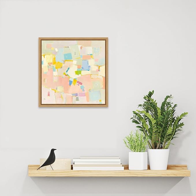 Amanti Art Framed Canvas Wall Art 16x16 Block Party by Phyllis Adams, Framed Wall Art Canvas, Abstract Artwork, Modern Decor, Small Poster Painting for Living Room, Bedroom, Bathroom, Kitchen, Office