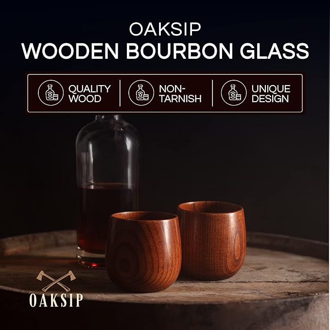 The Original Wooden Bourbon Drinking Glass Bourbon Gifts for Men | Wooden Old Fashioned Glass | Great Whiskey Gifts for Husband, Dad, or Brother | Perfect Present For Men Who Have Everything