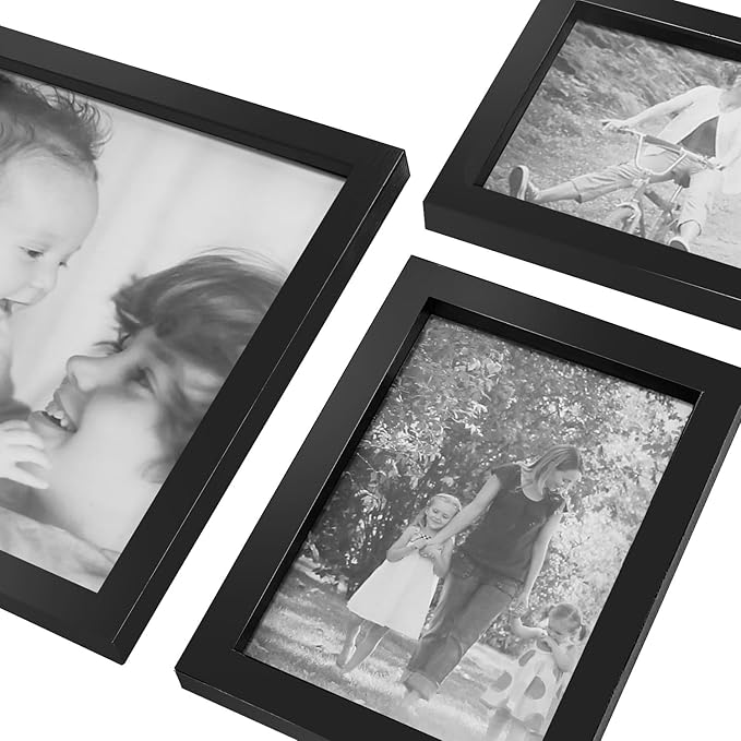 J.M.Deco 13 Pack Photo Frame, 9 Slots Reunion Family Memory Picture Frame Selfie 3D Design Gallery Collage Wall Hanging for 6x4 Photo, 5x7 Photo, 4x4 Photo, Black