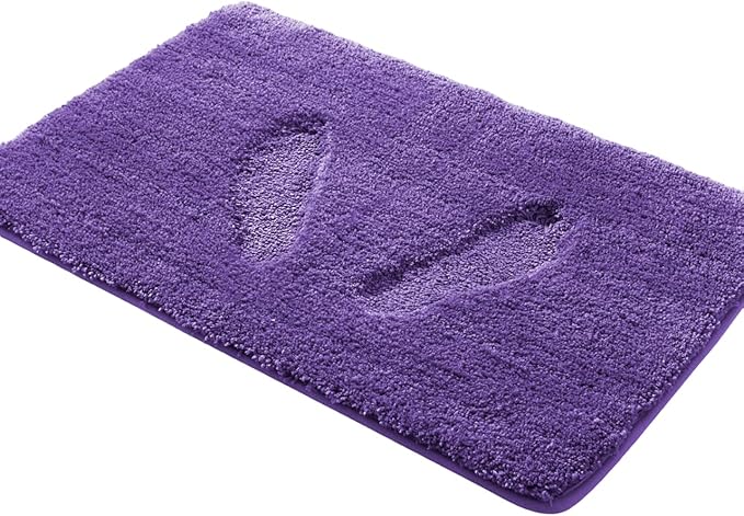 YHF Bathroom Rugs 24" X 47", Extra Thick & Soft Microfiber Shaggy, Machine Washable Bath Mats, Absorbent Bath Rugs, Non-Slip Rubber Backing Bath Mat for Bathroom Floor, Tub and Shower, Purple