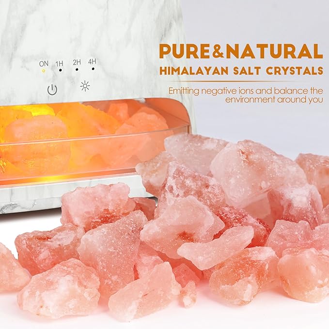 SALKING Colorful Flame Fire Diffuser Humidifier, Himalayan Salt Lamp, 7 Colors Changing Oil Diffuser, Ultra-Quiet Essential Oils Aromatherapy Diffusers for Large Room, Bedroom,150ml (Marble)