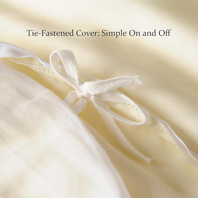 CUDDLE DREAMS Silk Filled Comforter for All Season, Detachable Tencel Duvet Cover for Easy Care, Naturally Breathable (Ivory, King)